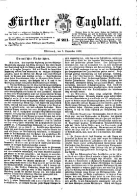 Fürther Tagblatt Mittwoch 3. September 1862