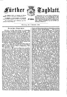 Fürther Tagblatt Sonntag 7. September 1862