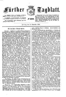 Fürther Tagblatt Freitag 12. September 1862