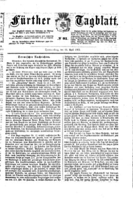 Fürther Tagblatt Donnerstag 16. April 1863