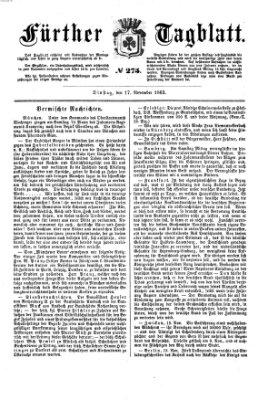 Fürther Tagblatt Dienstag 17. November 1863
