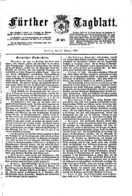 Fürther Tagblatt Freitag 24. Februar 1865