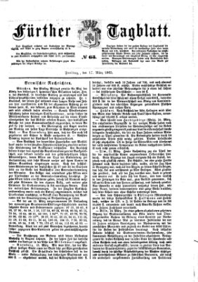 Fürther Tagblatt Freitag 17. März 1865