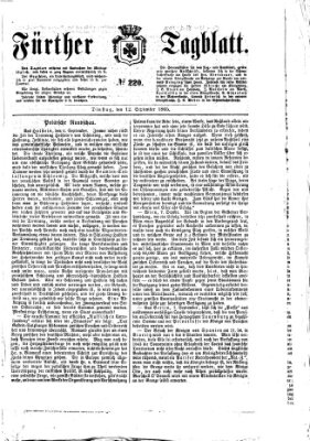 Fürther Tagblatt Dienstag 12. September 1865