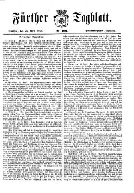 Fürther Tagblatt Samstag 25. April 1868