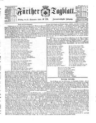 Fürther Tagblatt Dienstag 21. September 1869