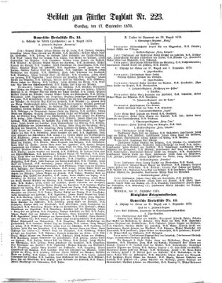 Fürther Tagblatt Samstag 17. September 1870
