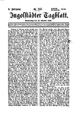 Ingolstädter Tagblatt Donnerstag 15. Oktober 1868