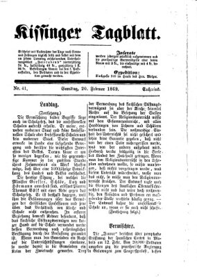 Kissinger Tagblatt Samstag 20. Februar 1869