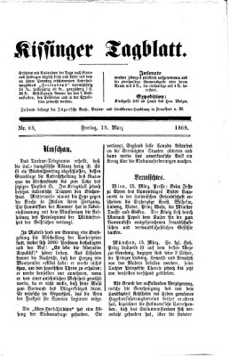 Kissinger Tagblatt Freitag 19. März 1869