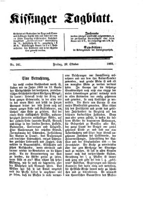 Kissinger Tagblatt Freitag 22. Oktober 1869
