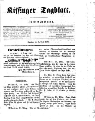 Kissinger Tagblatt Samstag 2. April 1870