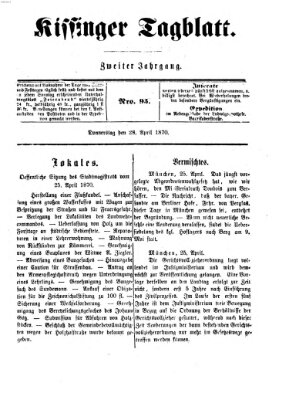 Kissinger Tagblatt Donnerstag 28. April 1870