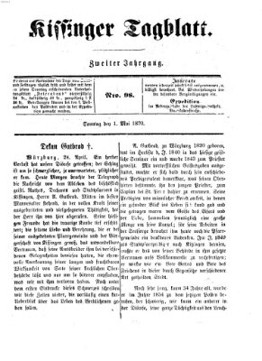 Kissinger Tagblatt Sonntag 1. Mai 1870