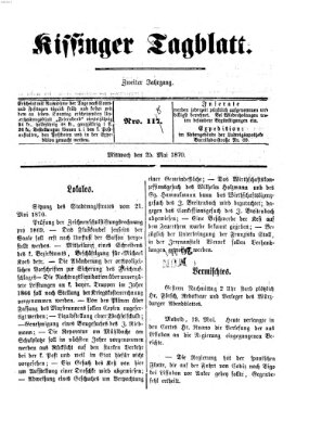 Kissinger Tagblatt Mittwoch 25. Mai 1870