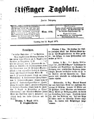 Kissinger Tagblatt Samstag 13. August 1870