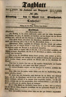 Tagblatt für Landshut und Umgegend (Kurier für Niederbayern) Dienstag 18. April 1848