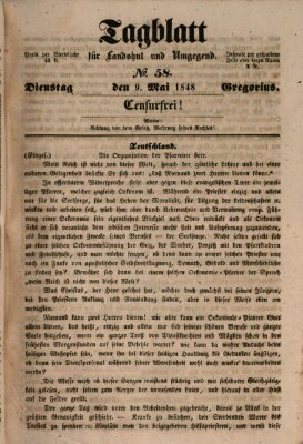 Tagblatt für Landshut und Umgegend (Kurier für Niederbayern) Dienstag 9. Mai 1848