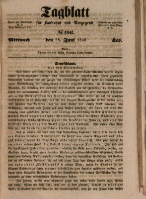 Tagblatt für Landshut und Umgegend (Kurier für Niederbayern) Mittwoch 28. Juni 1848