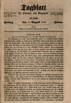 Tagblatt für Landshut und Umgegend (Kurier für Niederbayern) Freitag 18. August 1848
