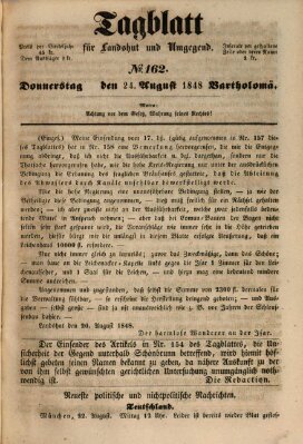Tagblatt für Landshut und Umgegend (Kurier für Niederbayern) Donnerstag 24. August 1848