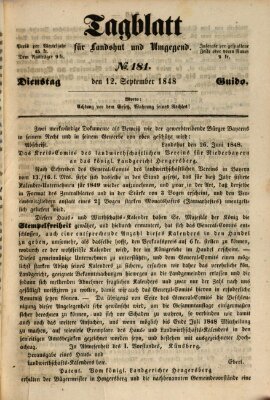 Tagblatt für Landshut und Umgegend (Kurier für Niederbayern) Dienstag 12. September 1848