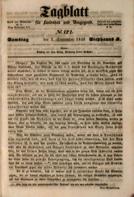 Tagblatt für Landshut und Umgegend (Kurier für Niederbayern) Samstag 2. September 1848