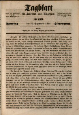 Tagblatt für Landshut und Umgegend (Kurier für Niederbayern) Samstag 30. September 1848