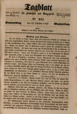 Tagblatt für Landshut und Umgegend (Kurier für Niederbayern) Donnerstag 12. Oktober 1848