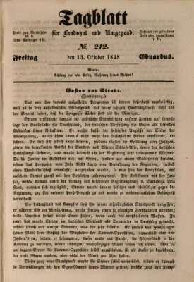 Tagblatt für Landshut und Umgegend (Kurier für Niederbayern) Freitag 13. Oktober 1848