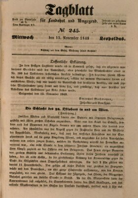 Tagblatt für Landshut und Umgegend (Kurier für Niederbayern) Mittwoch 15. November 1848