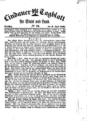 Lindauer Tagblatt für Stadt und Land Samstag 6. April 1861