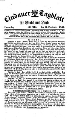 Lindauer Tagblatt für Stadt und Land Donnerstag 11. September 1862
