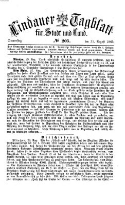 Lindauer Tagblatt für Stadt und Land Donnerstag 31. August 1865