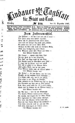 Lindauer Tagblatt für Stadt und Land Dienstag 31. Dezember 1867