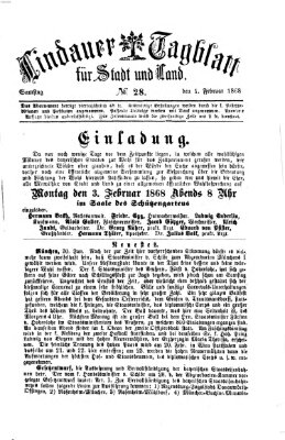 Lindauer Tagblatt für Stadt und Land Samstag 1. Februar 1868