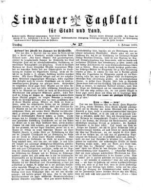 Lindauer Tagblatt für Stadt und Land Dienstag 1. Februar 1870