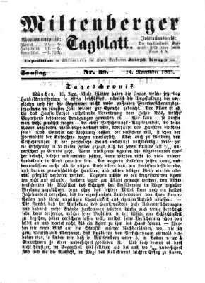 Miltenberger Tagblatt Samstag 14. November 1863