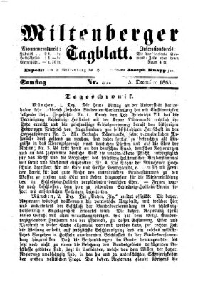 Miltenberger Tagblatt Samstag 5. Dezember 1863