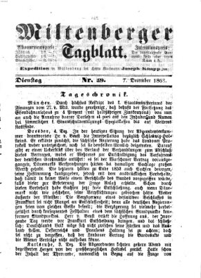 Miltenberger Tagblatt Dienstag 8. Dezember 1863