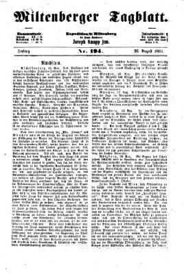 Miltenberger Tagblatt Freitag 26. August 1864