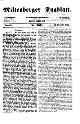 Miltenberger Tagblatt Donnerstag 24. November 1864
