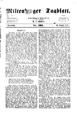 Miltenberger Tagblatt Donnerstag 24. August 1865