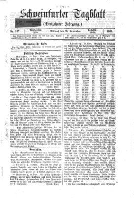 Schweinfurter Tagblatt Mittwoch 23. September 1868