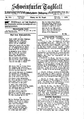Schweinfurter Tagblatt Montag 29. August 1870