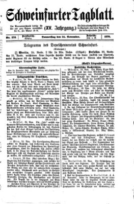 Schweinfurter Tagblatt Donnerstag 24. November 1870