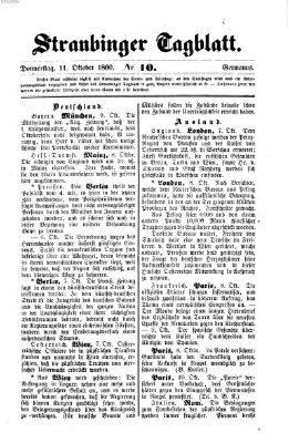 Straubinger Tagblatt Donnerstag 11. Oktober 1860