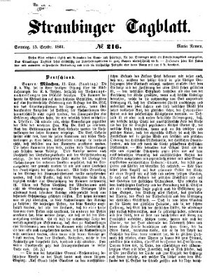 Straubinger Tagblatt Sonntag 15. September 1861