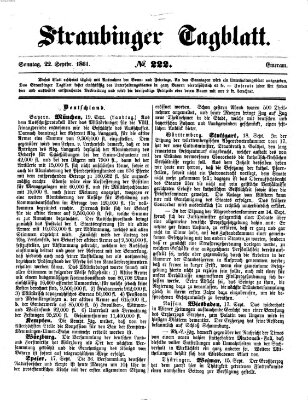 Straubinger Tagblatt Sonntag 22. September 1861