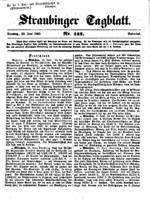Straubinger Tagblatt Dienstag 20. Juni 1865